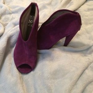 Vince Camuto Purple/ Merlot Suede peep toe booties